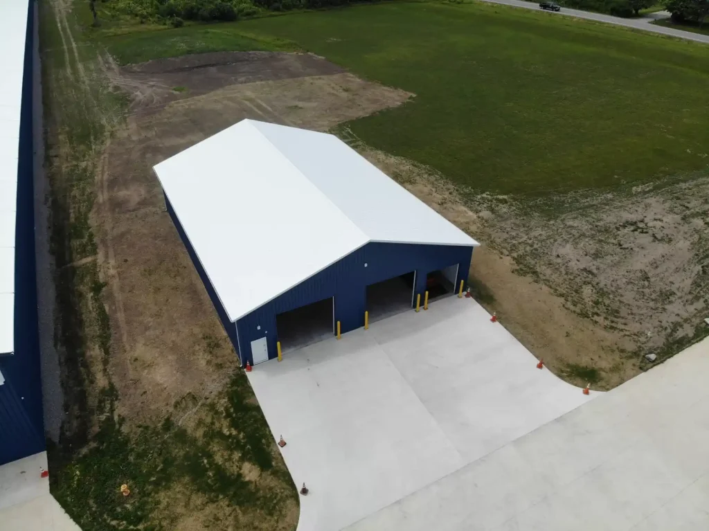 Commercial post frame warehouse by Stately Builders in Lancaster, NY.