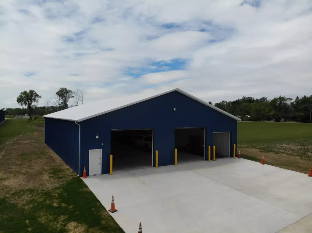 Commercial post frame warehouse by Stately Builders in Lancaster, NY.