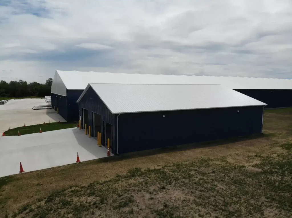 Commercial post frame warehouse by Stately Builders in Lancaster, NY.