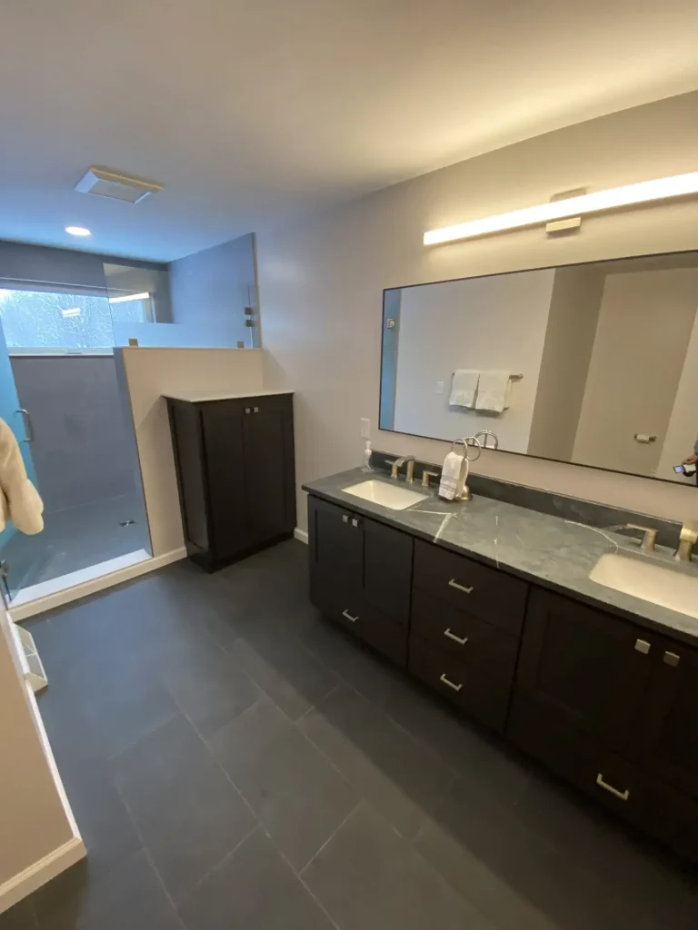 Master bathroom overview. Master bathroom remodel in Clarence, NY by Stately Kitchen and Bath.