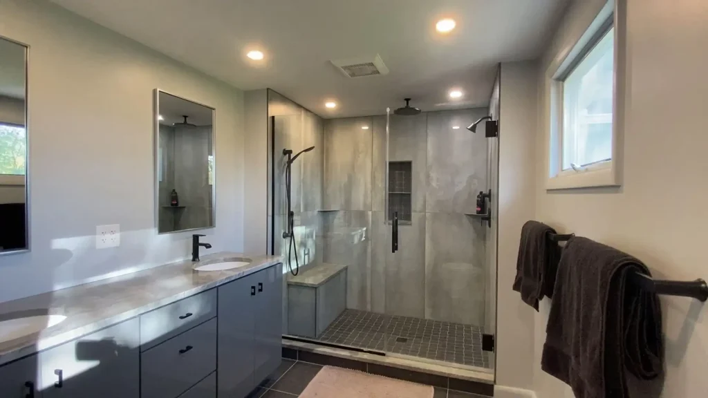 Modern bathroom remodel by Stately Kitchen and Bath in Buffalo, NY.