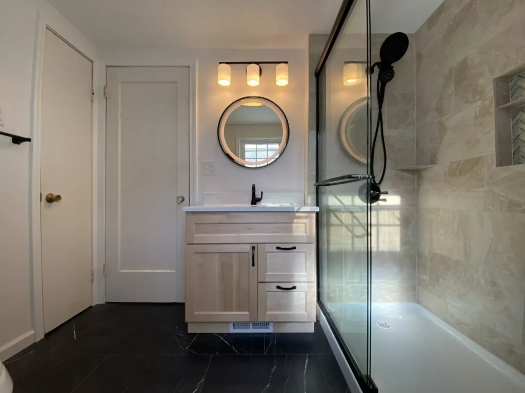 Small bathroom remodel by Stately Kitchen and Bath in Williamsville, NY.