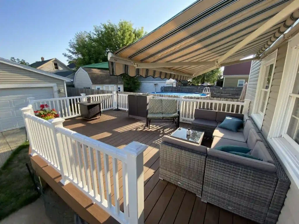 Custom Trex composite deck by Stately Builders in South Buffalo, NY.