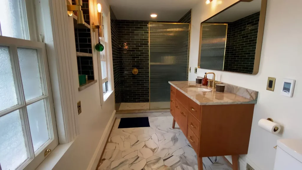 Luxury Master Bathroom remodel by Stately Builders in North Buffalo, NY.