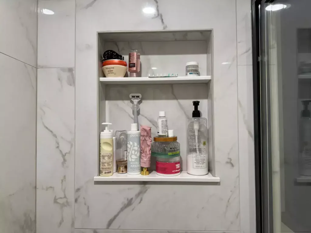 Secondary upstairs bathroom remodel by Stately Kitchen and Bath in Clarence, NY.