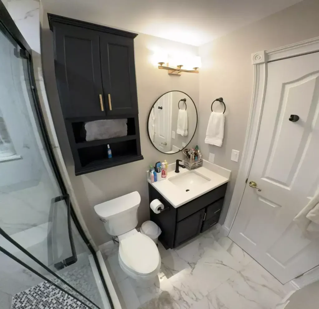 Secondary upstairs bathroom remodel by Stately Kitchen and Bath in Clarence, NY.