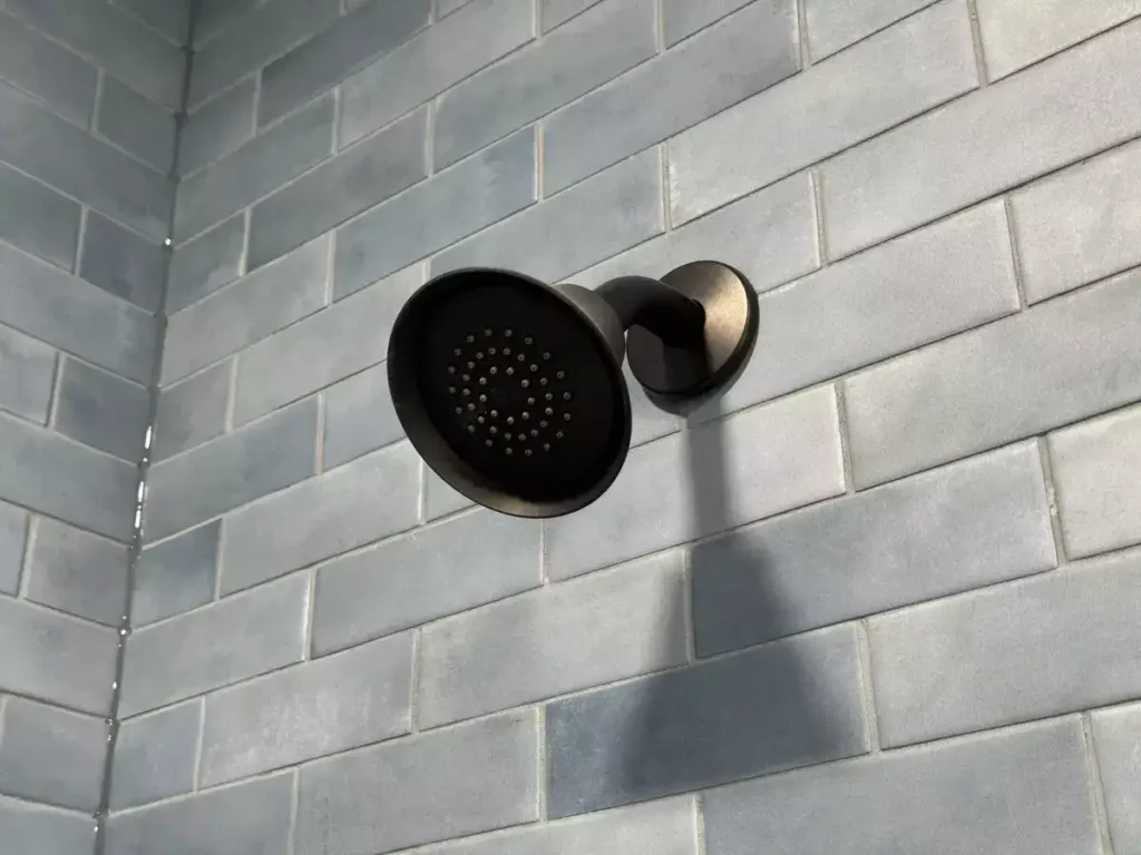 Striking black showerhead.