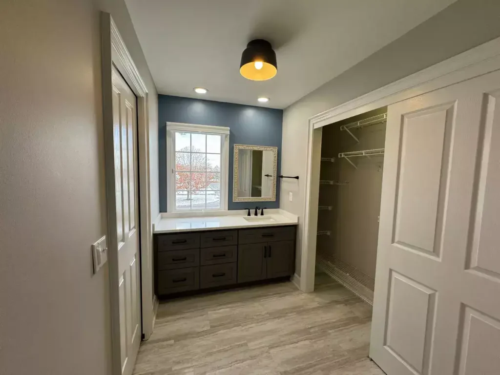 Vanity 2 of 2 in a shared bathroom remodeled by Stately Kitchen and Bath in Orchard park, NY.