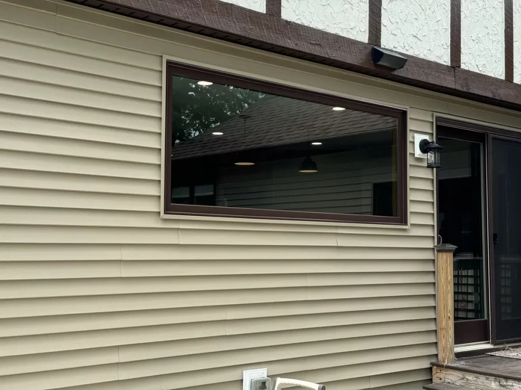 Exterior view of new kitchen window in Buffalo, NY after Stately Kitchen Remodel.