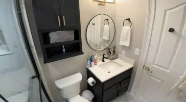 Secondary upstairs bathroom remodel by Stately Kitchen and Bath in Clarence, NY.