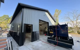 Zamboni Ice Resurfacer Maintenance Building at The Classic Rink in East Aurora, NY by Stately Pole Barns.