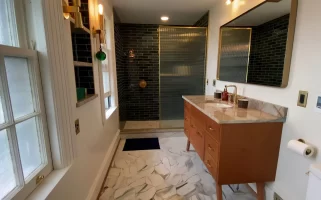 Luxury Master Bathroom remodel by Stately Builders in North Buffalo, NY.