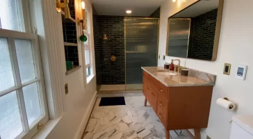 Luxury Master Bathroom remodel by Stately Builders in North Buffalo, NY.