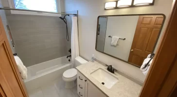 Overview. Second upstairs bathroom remodel in Clarence, NY by Stately Kitchen and Bath.