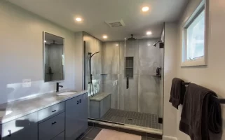 Modern bathroom remodel by Stately Kitchen and Bath in Buffalo, NY.